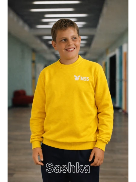 Толстовка на флісі для хлопчика жовта з логотипом школи NSS, розмір 116-176